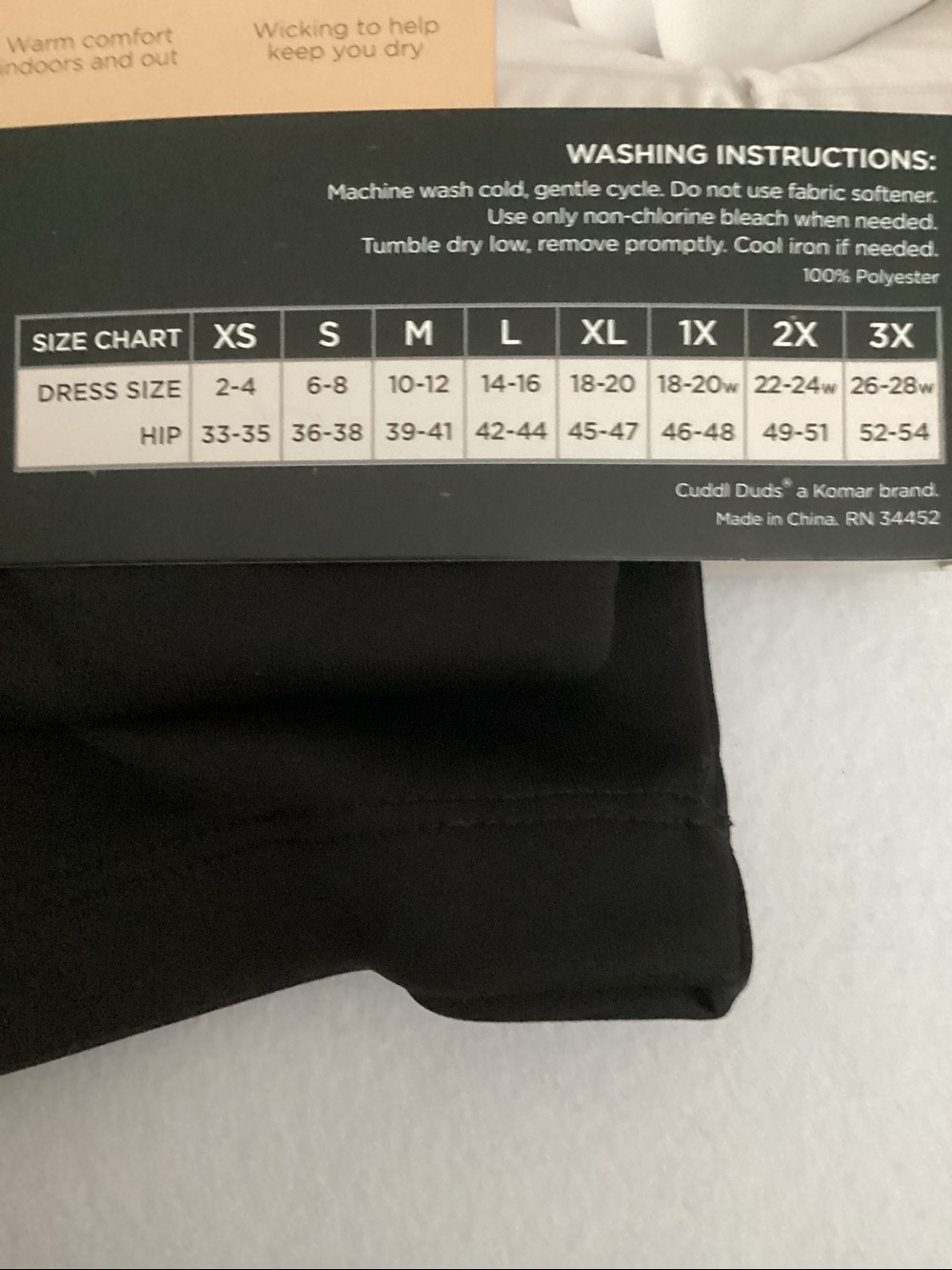 Cuddl Duds Climatesmart Leggings - Black - Picture 4 of 5